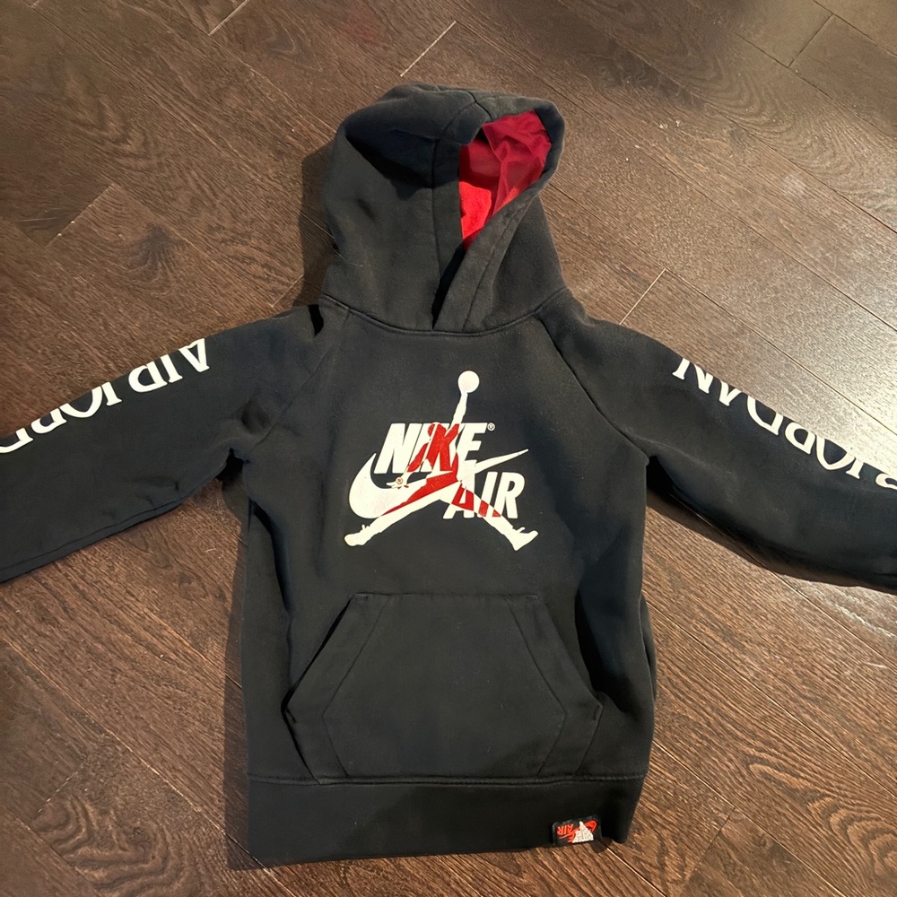 Nike Kids Black Hoodie with Red and White Details